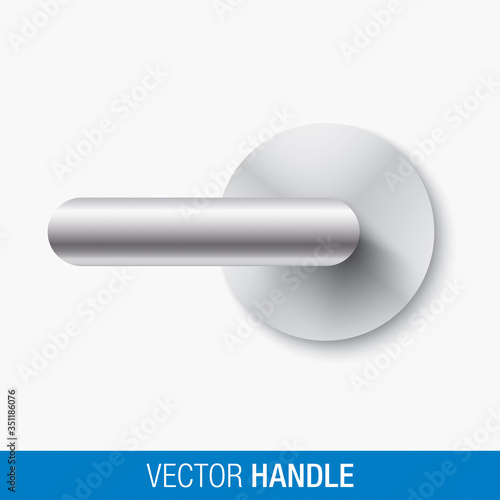 Aluminum door handle isolated on a white background. Silver color door handle in a horizontal, closed position. Interior object three dimensional vector illustration.