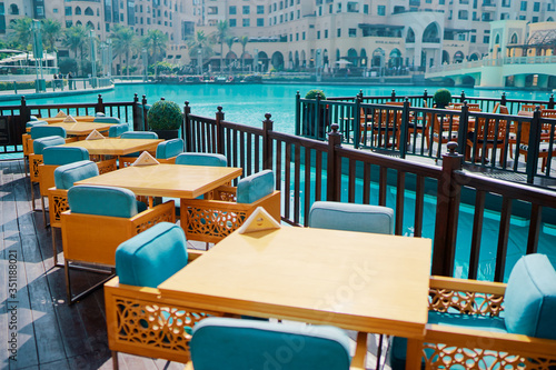 Photography Cafe terrace with city view.