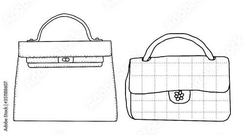 Women handbags vector cartoon set isolated on a white background