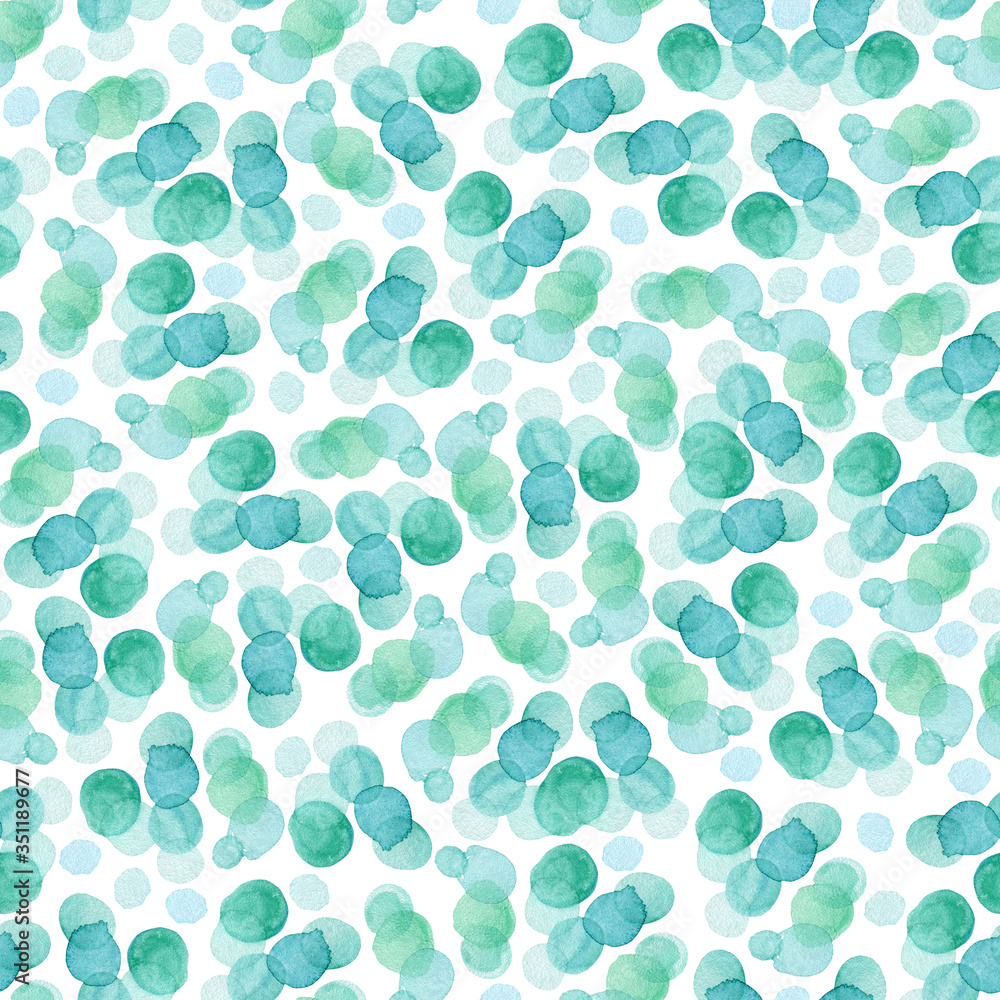 Abstract watercolor polka dot seamless pattern in sea blue and green. Cute light background for textile, fabric, wrapping and other colorfull designs Abstract watercolor polka dot seamless pattern in sea blue and green. Cute light background for textile, fabric, wrapping and other colorfull designs