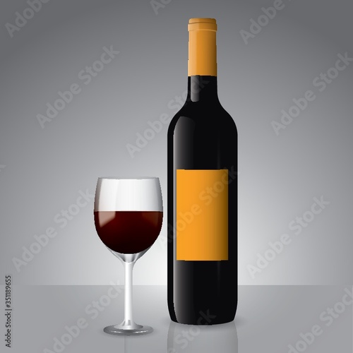 Wine bottle and glass