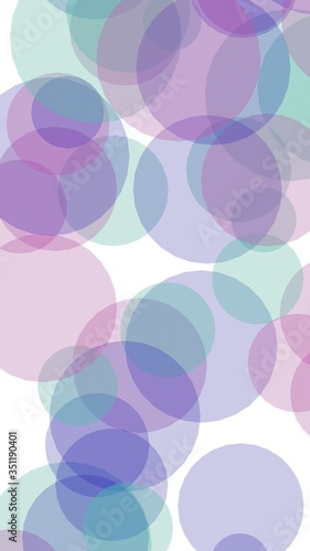 Multicolored translucent circles on a white background. Pink tones. 3D illustration