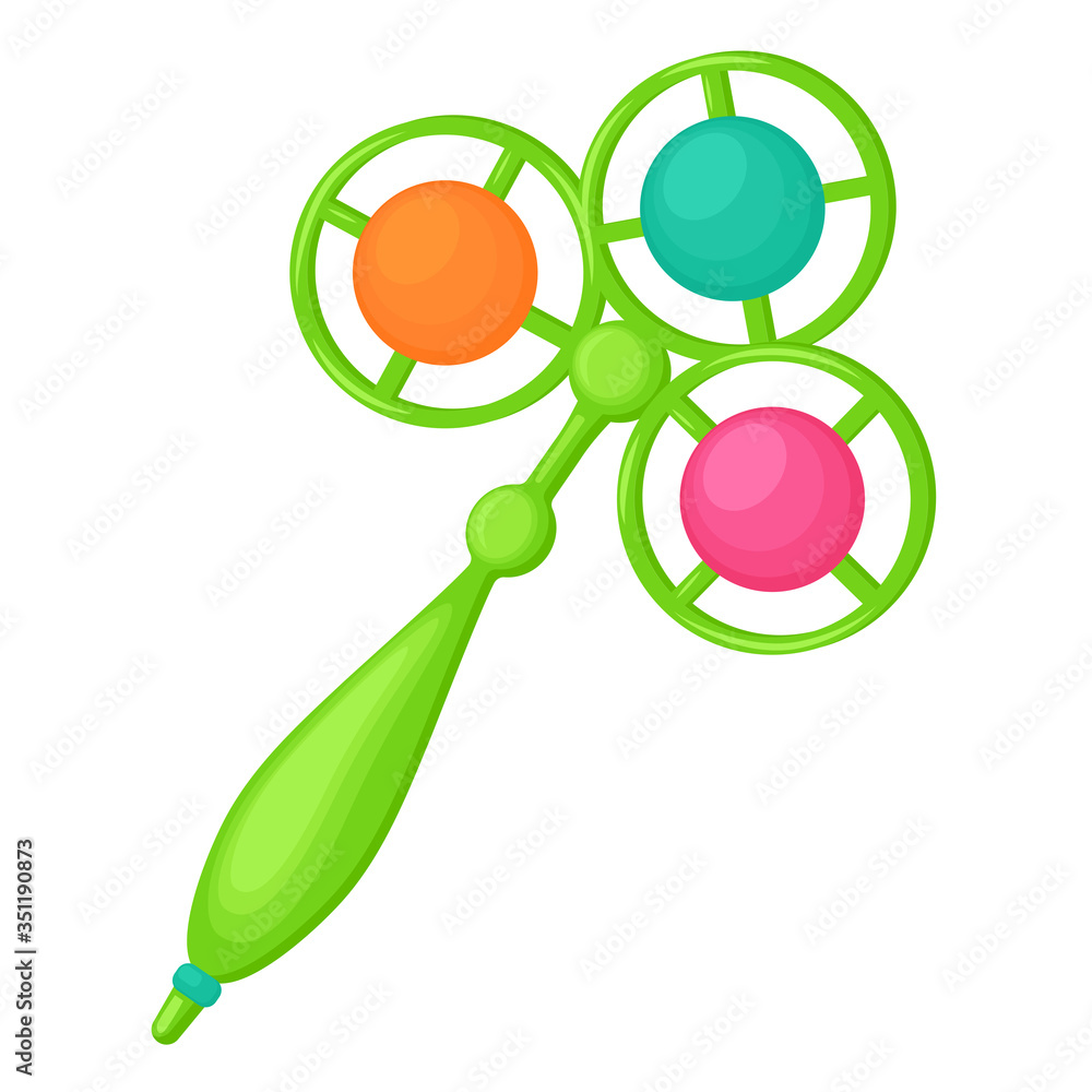 A rattle for a child. Vector illustration on white background. Music toy of green color. A rattle for a child. Vector illustration on white background. Music toy of green color.