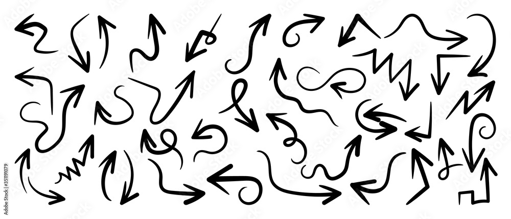 Hand drawn arrow vector icons set. sketch arrow design for business plan and education. Hand drawn arrow vector icons set. sketch arrow design for business plan and education.