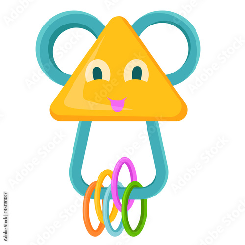 A rattle for a child. Vector illustration on white background.  A toy with a smile.