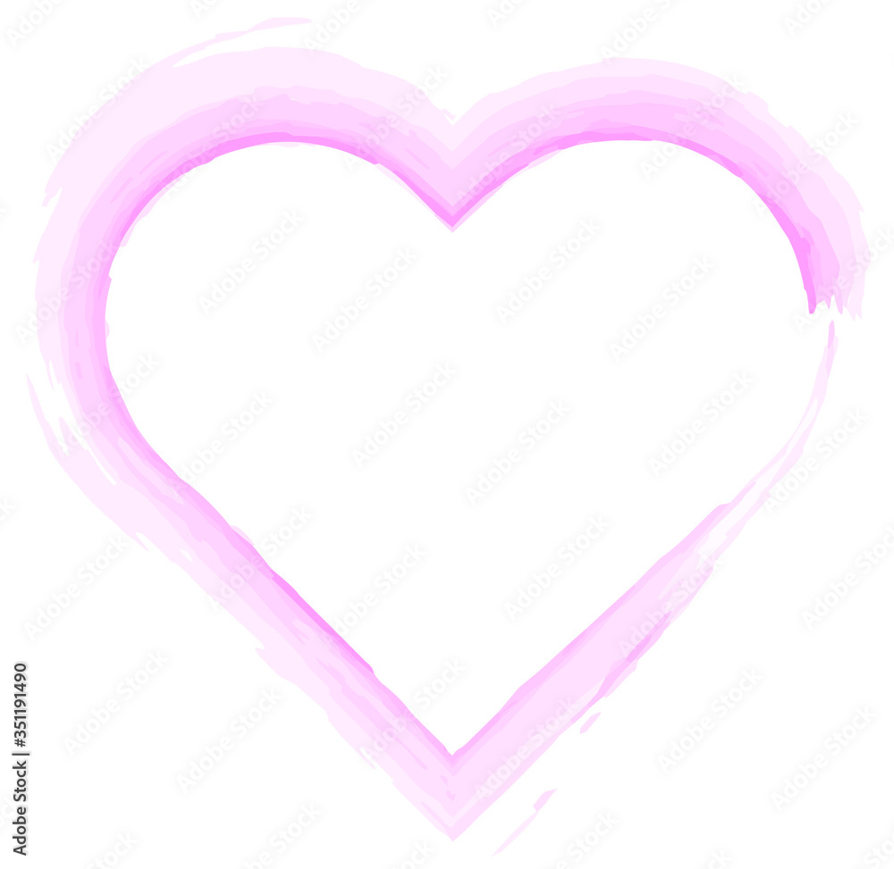 Gently pink contour of the heart. Delicate pink heart. Gently pink contour of the heart. Delicate pink heart.
