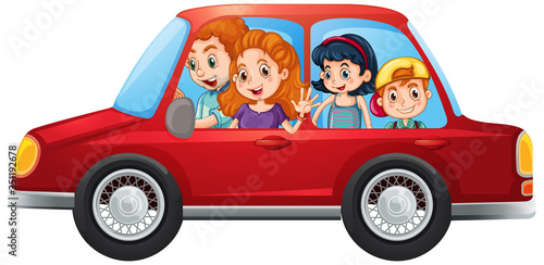 Happy family in the car