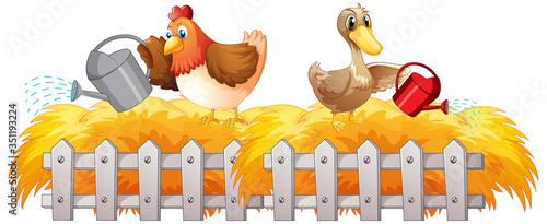 Farm theme background with farm animals