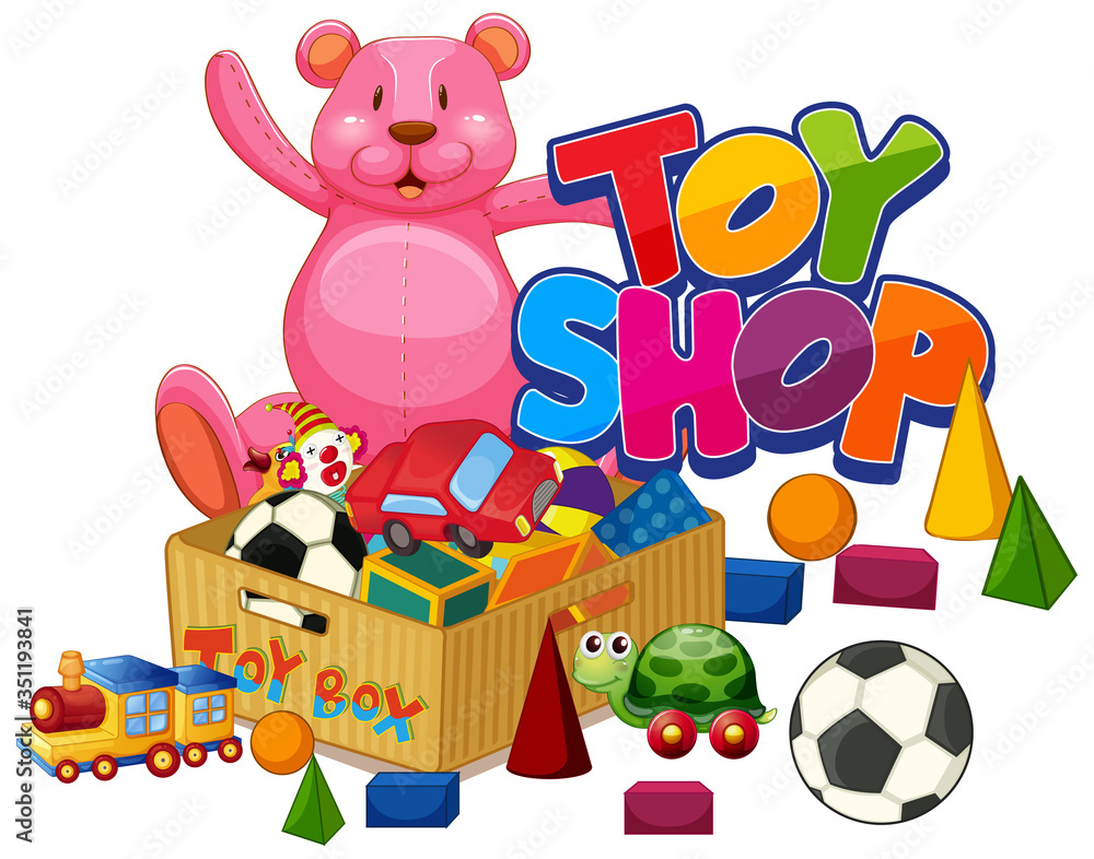 Obraz premium Toy shop sign on white background
