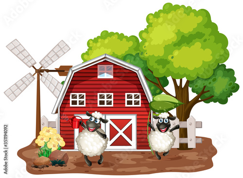 Farm theme background with farm animals