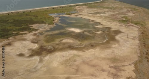 Aerial view of Tuzly Estuary National Nature Park near by Black Sea coast, Ukraine photo