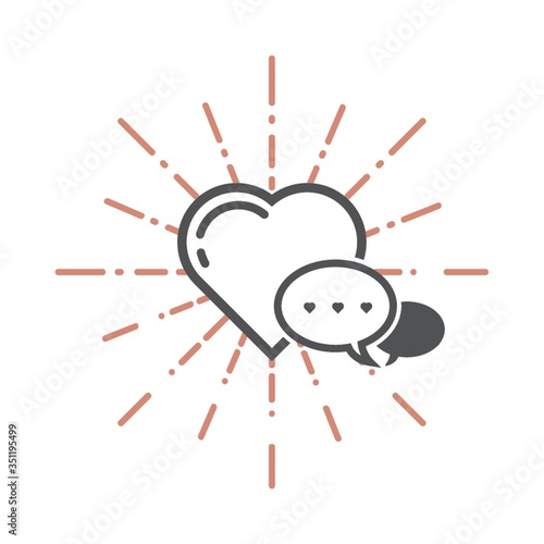 A heart and speech bubbles illustration.