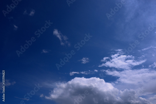Charming clouds in a blue sky on a bright Sunny day