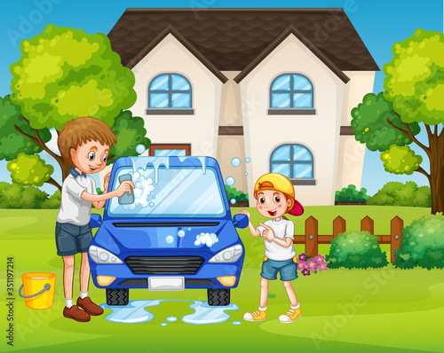 Scene with people in family relaxing at home