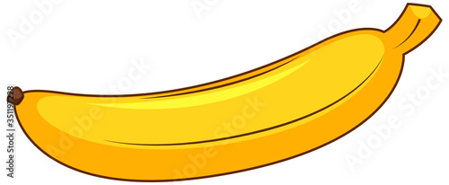 One yellow banana on white background