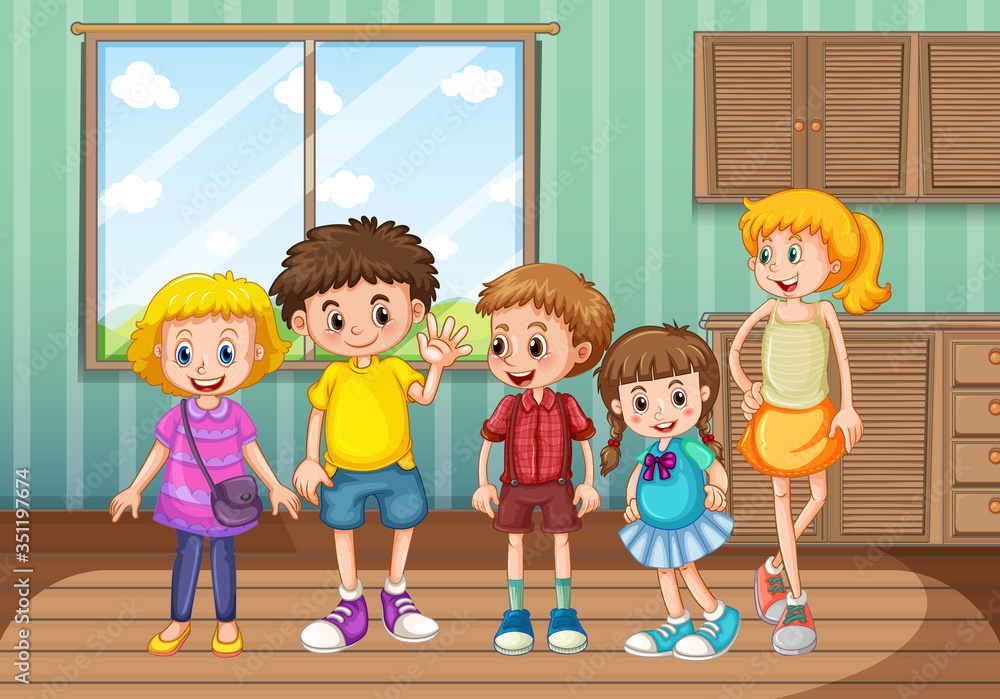 Group of kids at home Group of kids at home