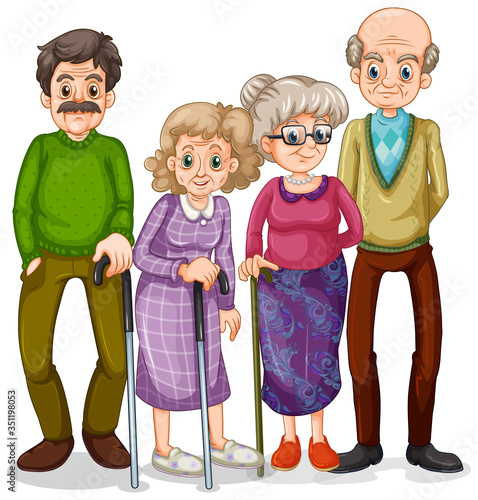 Grandmothers and grandfathers on white background