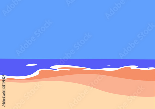 Colorful Ocean Shore and Horizon Vector Illustration