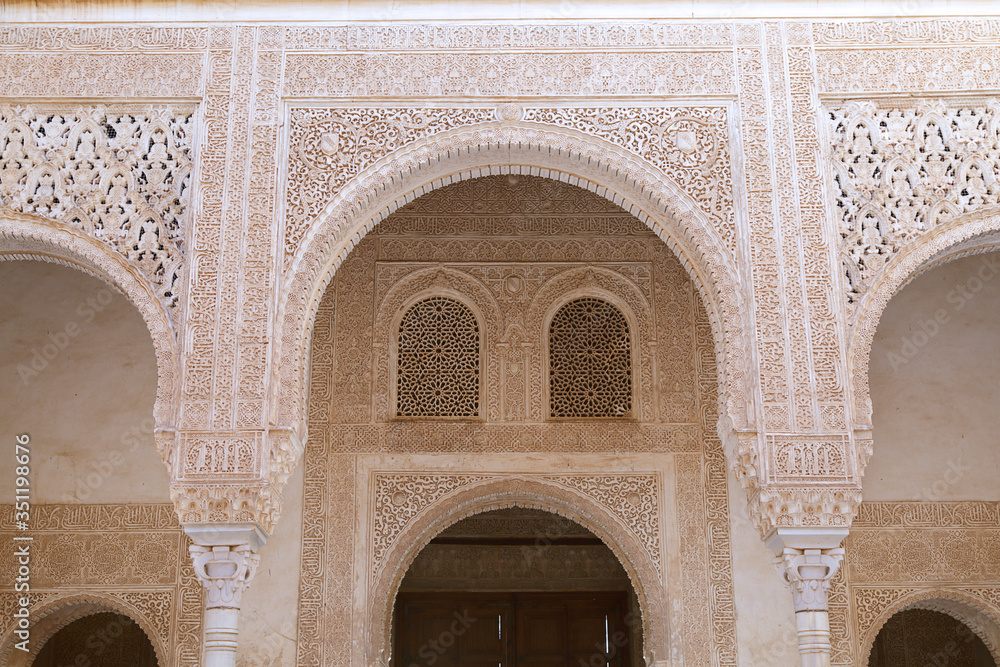 Portico of the golden room of the Alhambra, Granada, Spain