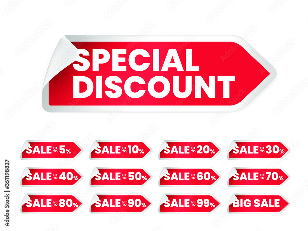 Hight Quality Detailed Red Sticker on White Background . Isolated Vector Elements