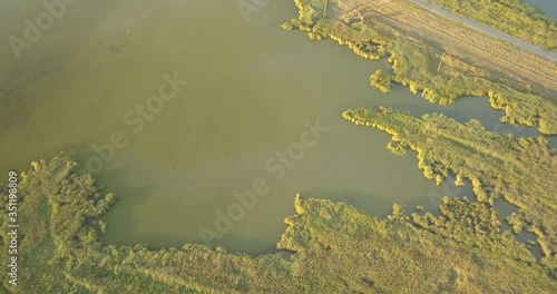 Aerial view of Tuzly Estuary National Nature Park near by Black Sea coast, Ukraine photo