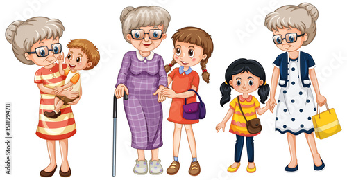Family member cartoon character in several positions