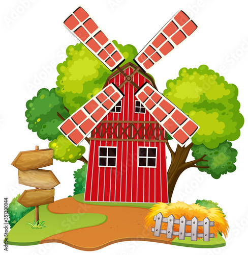 Windmill house on white background