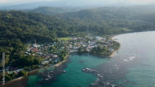 Beautiful aerial view of the charming village of Puerto Viejo de Talamanca in Costa Rica. photo