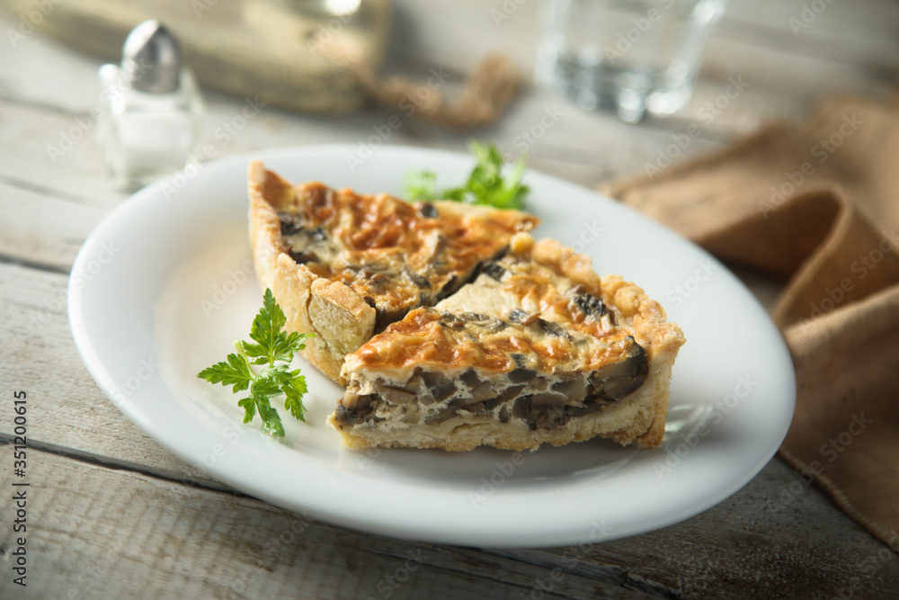 Homemade mushroom tart or quiche Homemade mushroom tart or quiche