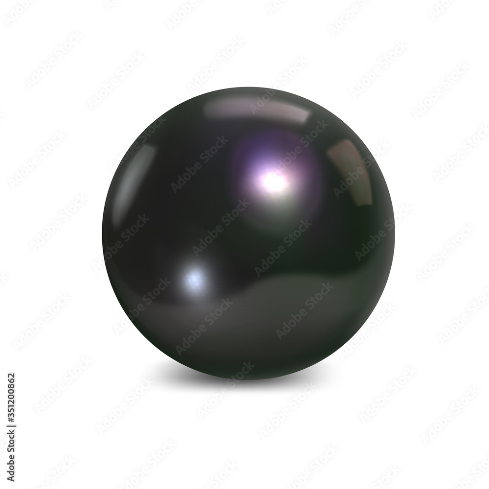 Black sea pearl on white background. Precious decoration. Vector illustration. Black sea pearl on white background. Precious decoration. Vector illustration.