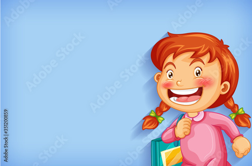Background template design with happy girl with shopping bag