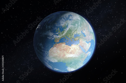 Fototapeta Naklejka Na Ścianę i Meble -  Planet Earth from space showing Europe and Africa.Elements of this image furnished by NASA.