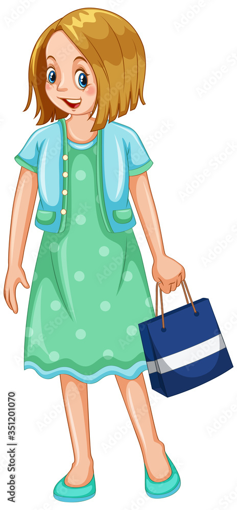 Woman holding shopping bag on white background Woman holding shopping bag on white background