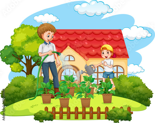 Scene with family having a good time at home