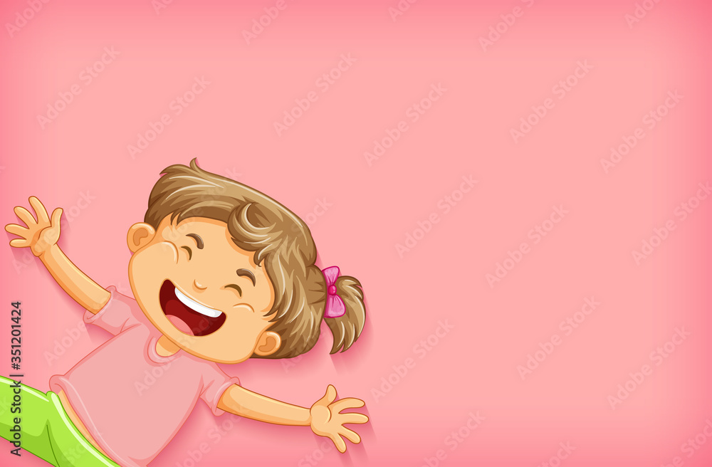 Plain background with happy girl in pink shirt Plain background with happy girl in pink shirt