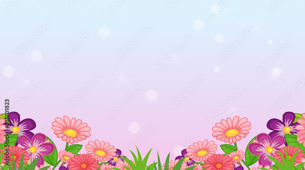 Background design template with colorful flowers