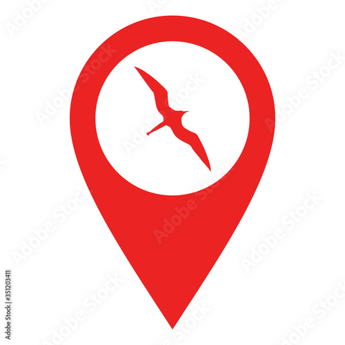 Fregattvogel und Kartenmarkierung