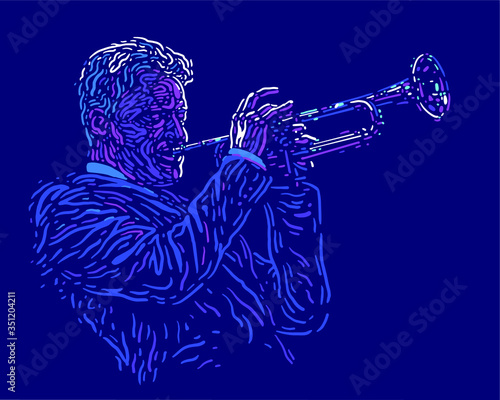 Jazz trumpet player. vector illustration for jazz poster.