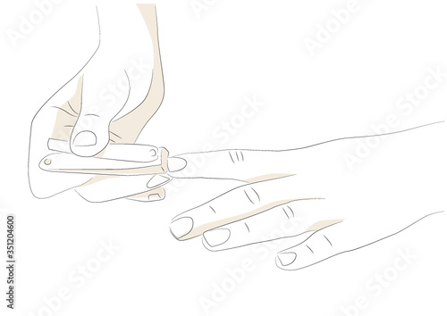Vector illustration of cutting finger nails 