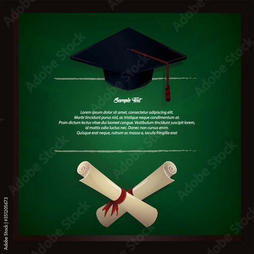 graduation hat and certificate frame