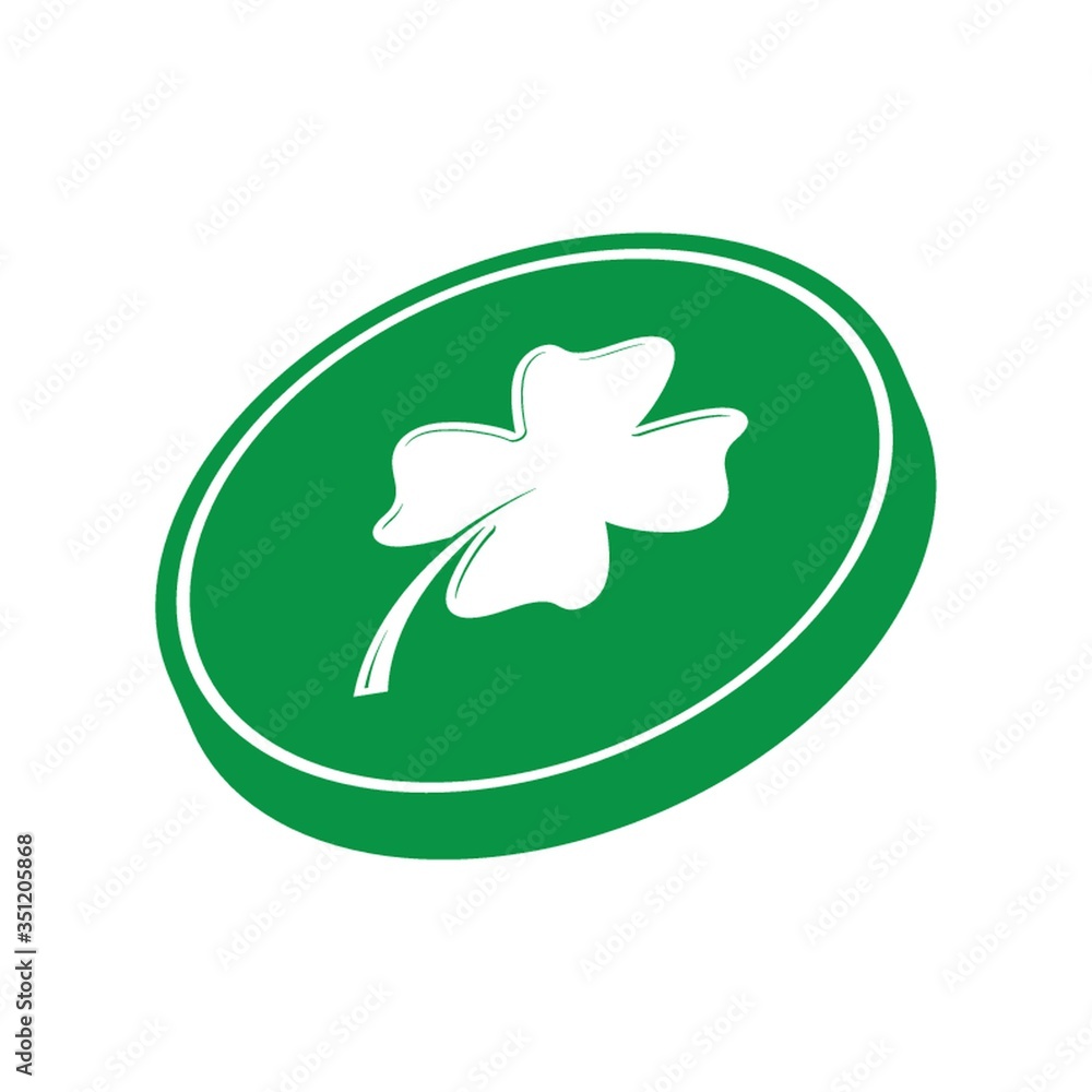 A clover leaf button illustration.