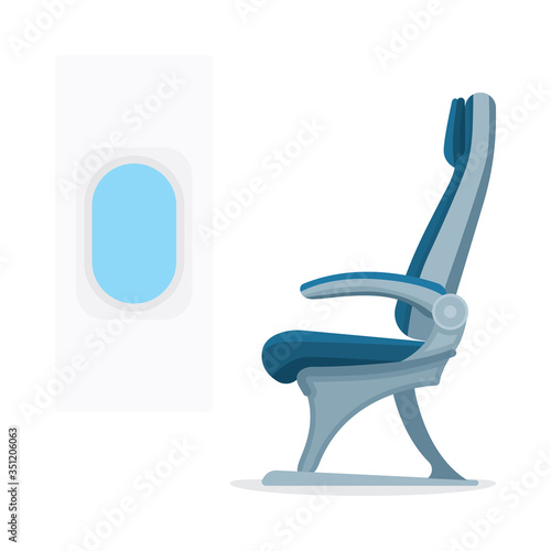 Airplane Seat. Passenger cabin. Aircraft interior. 