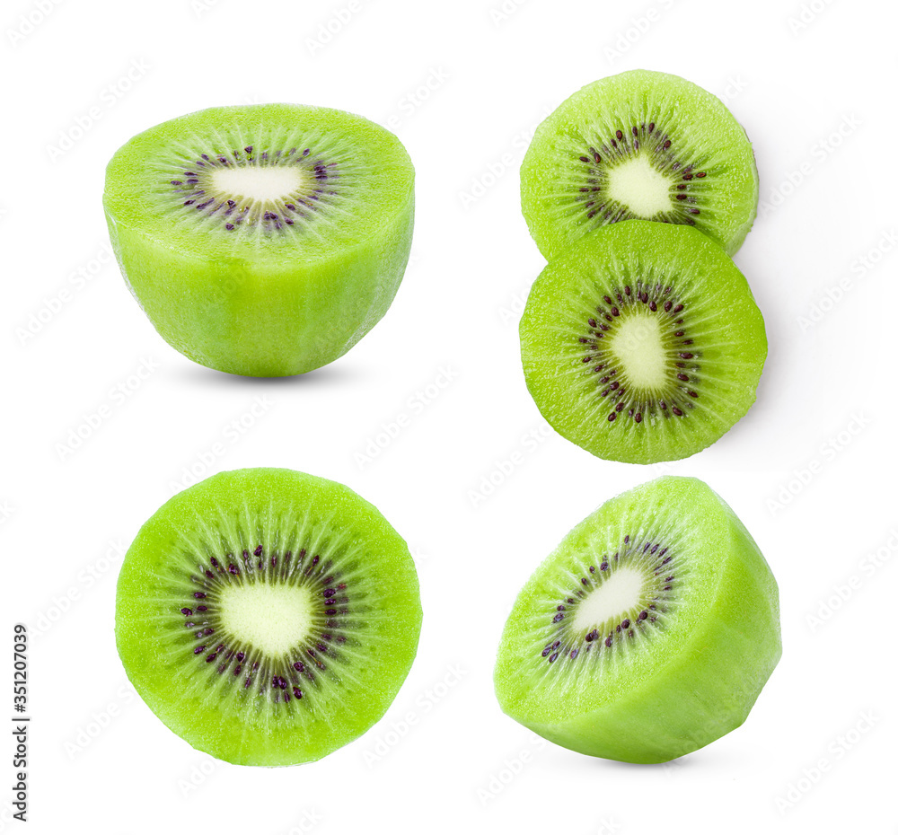 Fototapeta premium Slice of kiwi fruit isolated on white background