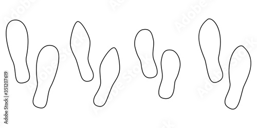 Footprints human silhouette, vector set, isolated on white background. Vector illustration