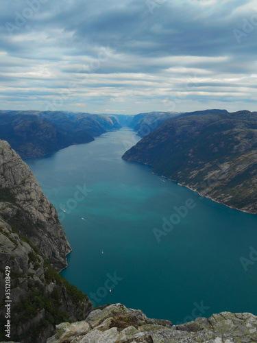 View from Pulpit rock of Norway fjord