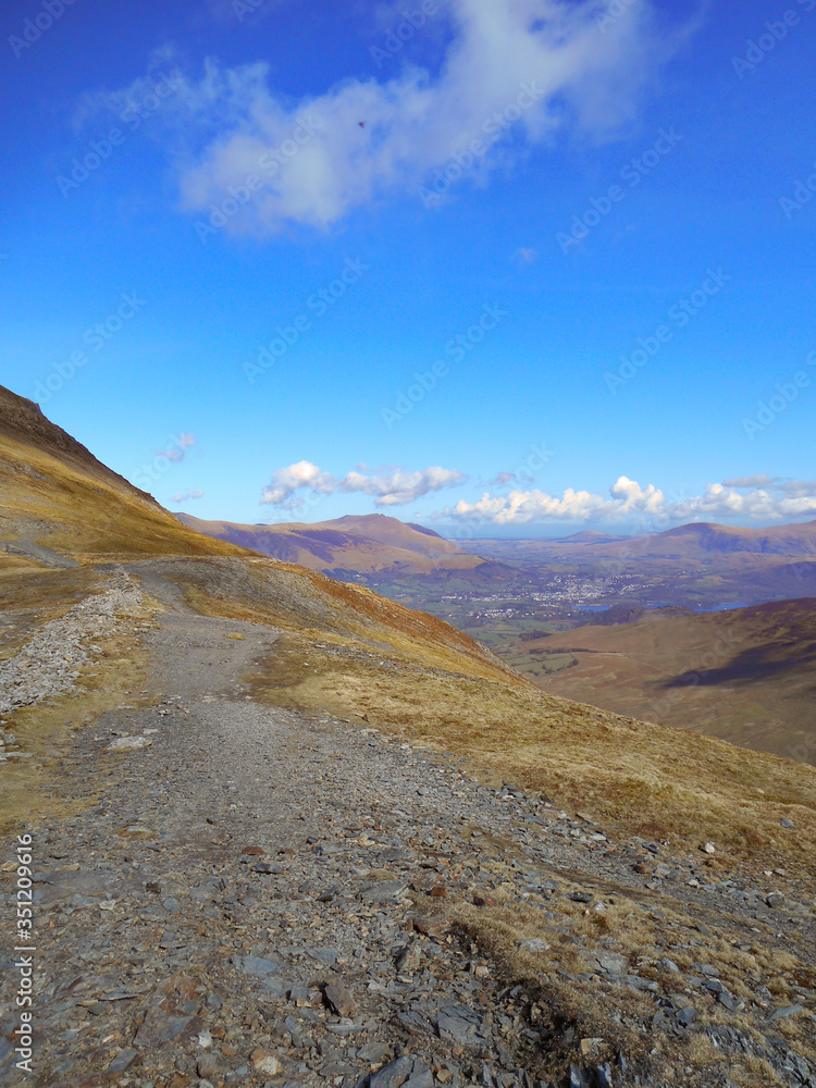 Paths at top of hill in Lake district