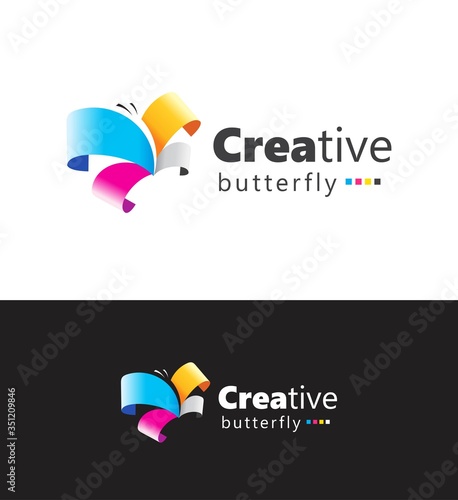 Creative butterfly colorful logo blank paper fly