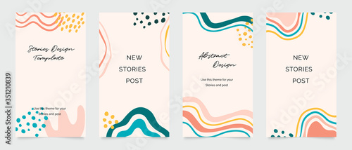 Design backgrounds for social media post and stories. Photo frame template for shop , fashion, blog, web ads. Trendy Memphis design cover. Abstract shape with minimal design. Vector  illustration.