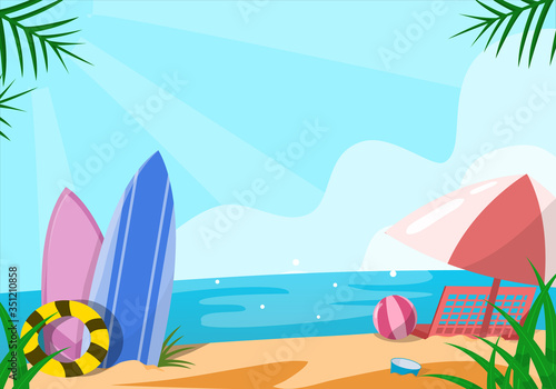 Fototapeta Naklejka Na Ścianę i Meble -  beach vector floral summer illustration 