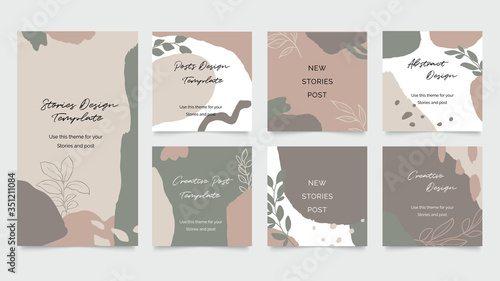 Design backgrounds for social media post and stories. Photo frame template for shop , fashion, blog, web ads. Trendy Memphis design cover. Abstract shape with minimal design. Vector  illustration.